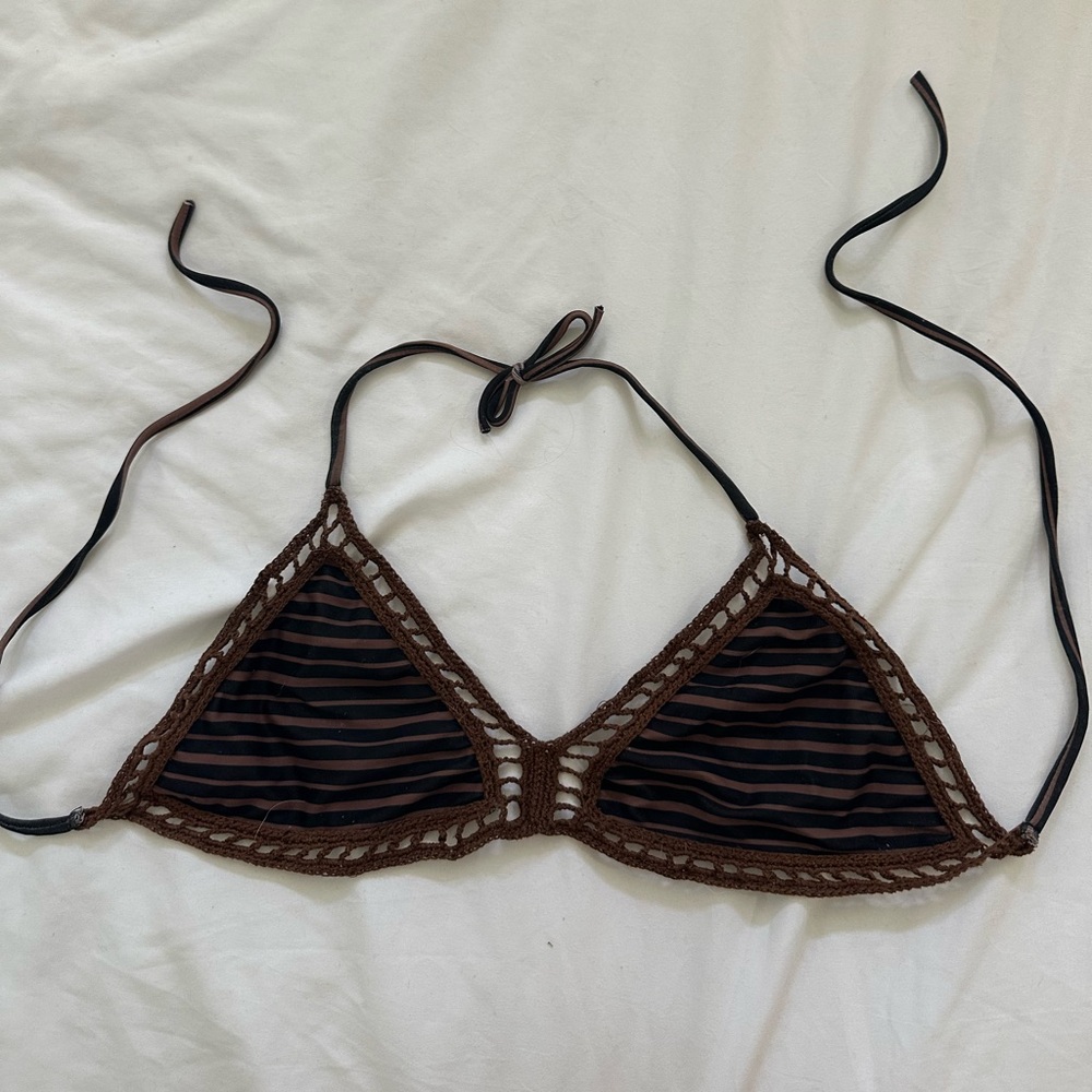 Black and brown macrame acacia top size S